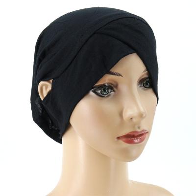 China Fashion Ywchance wholesale criss-cross jersey inner cap with ear hole stretchy hijab cap under scarf For Muslim Women for sale