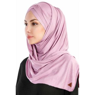 China Fashionable 2021 Wholesale jersey Shawls cross decoration scarves Simple and Beautiful Hijabs soft touch and sweat absorption shawls for sale