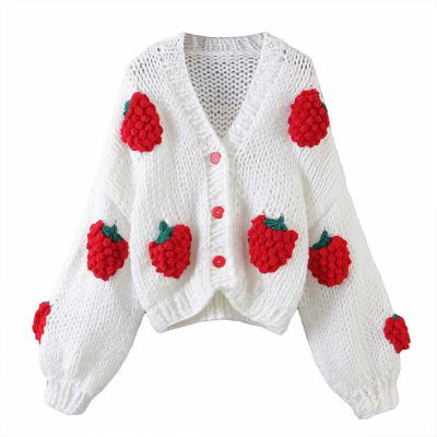 China 2021 Breathable Three-dimensional Knitted Sweaters Women's Bottom Sweaters Women's Winter White Strawberry Color for sale