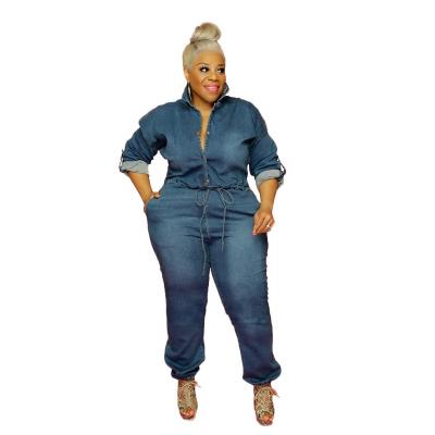 China 2021 Large Size Jeans Suit Jean Rompers Plus Size Overalls Sweater Plus Size Breathable Stylish Overalls For Fat Women for sale