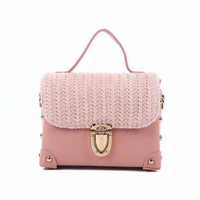 China 2021 New High Quality Straw Woven Women Bag Trend Shoulder Bags Girls Shape PU Patchwork Basket Rattan Bag Summer Bali Beach Handbag for sale