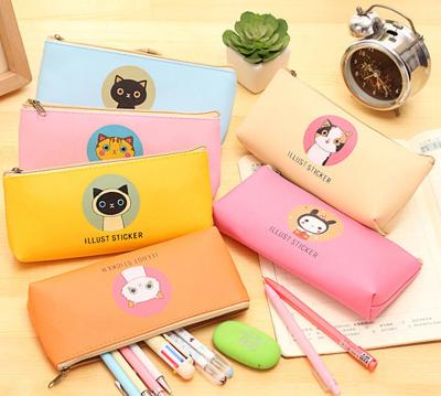 China Cute Style Cartoon PU School Stationery Bag Current Large Capacity Pencil Case Durable Wholesale for sale