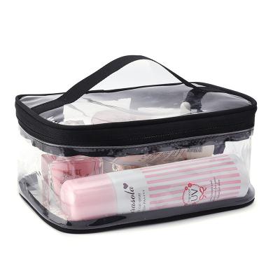 China 2021 Hot Selling Dustproof Shockproof Waterproof Pouches PVC Cosmetic Bag Tote Travel Toiletries Bags Transparent Clear Visible Makeup Organizer for sale