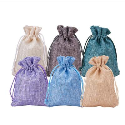 China Durable Hot Sale Custom Logo Printed Eco Friendly Small Pouch Burlap Burlap Drawstring Gift Bag With Handles for sale