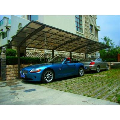 China Extended metal type parking lot parking lot with powder coated aluminum alloy frame and UV coated polycarbonate glazing in community garden for sale