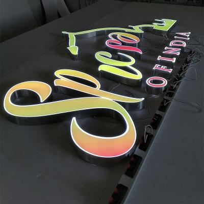 China Front/Back/Light Front Metal Signage Indoor Fronlit Logo Sign Business Letter Sign 3D Side Store Custom Store for sale