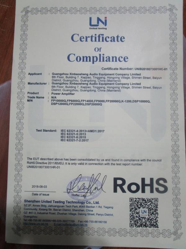 RoHS - Guangzhou Xinbaosheng Audio Equipment Company Limited