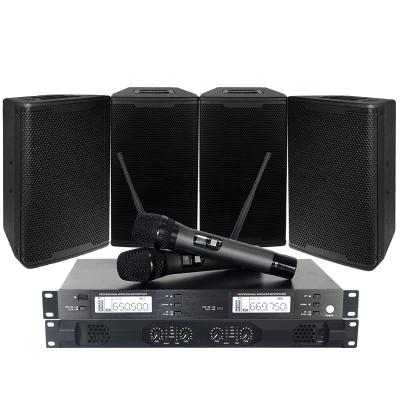 China Karaoke Power Amplifier Professional 4 Channel Audio System Home Wireless Microphone Speakers High Fidelity Set for sale