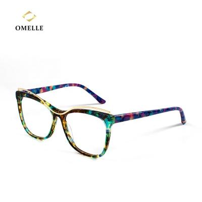 China For Glasses OMELLE Acetate Frame Multi Color Cat Eye Optical Frame Anti Blue Light Glasses for sale