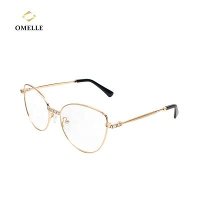 China For Glasses OMELLE Metal Blue Light Anti Thin Full Rim Cat Eye Glasses Design Optical Frame for sale