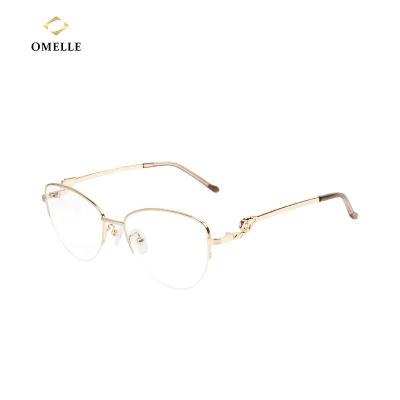 China For UV400 Reading Glasses OMELLE Blue Light Blocking Half Glasses Semi Rimless Clear Eyewear Retro For Women for sale