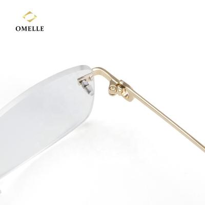 China New Design Handmade Rimless Glass Optical Frames Men Anti Blue Light Metal Glasses Eyeglasses Frames Handmade Rimless Reading Glass for sale