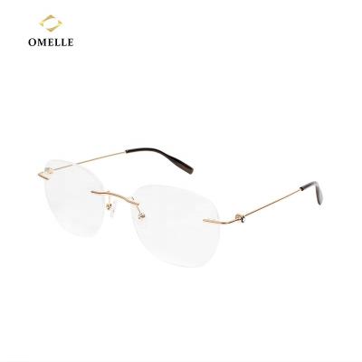 China Hot Blue Blocking Computer Glasses Rotated Myopic Reading Eyeglasses Rimless Optical Glasses Demo Glasses For Women for sale