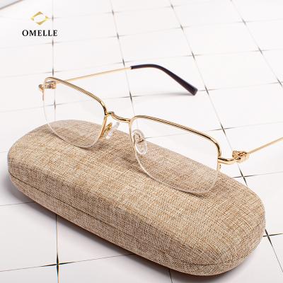 China New Design Blue Blocking Rim Alloy Metal Glasses Eyewear Glasses Optical Frames Computer Glass Half Square Classic Eye Shape For Men for sale