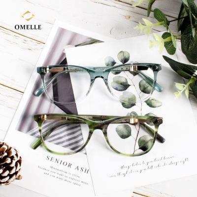 China Wholesale Men Women Metal Arm Optical Glasses Acetate Unisex Frame Glasses OMELLE China for sale