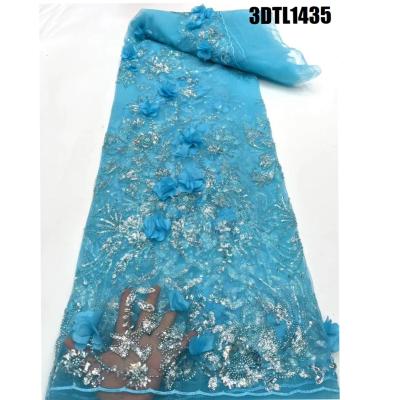 China Support 7 Days Sample Order Lead Time African Lace Fabric Cotton Mesh 3D Flower Lace Applique for Dress for sale