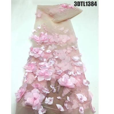 China 2023 Net Lace 3D Flower Applique Embroidered for Wedding Support 7 Days Sample Order for sale