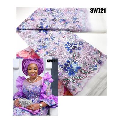 China Afrikanische Sequins Spitze Stoff Mehrfarbige Netze Stickerei Tulle Netze Spitze Stoff Nigerianische Hochzeit Spitze Stoff Party Kleid zu verkaufen