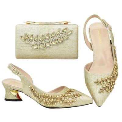 China Supoo Good quality gold Italian ladies shoes matching bags african wedding low heel shoes for sale