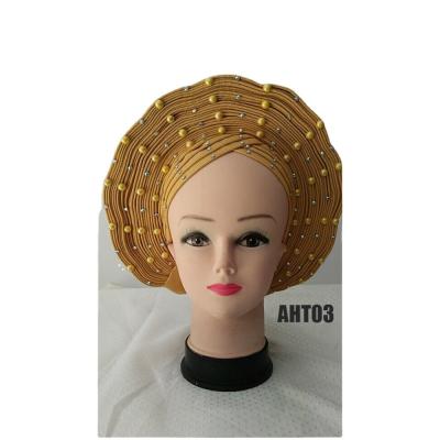 China 2023 Fashion gold Aotogele african gele headtie for wedding already to wear women headties for party wholesale price Te koop