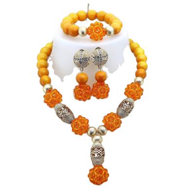 Cina Cheap African Beads Jewelry Sets Senegal/ghana Wedding Handmade Jewelry Women's Golden Wedding Jewelry Sets for party in vendita