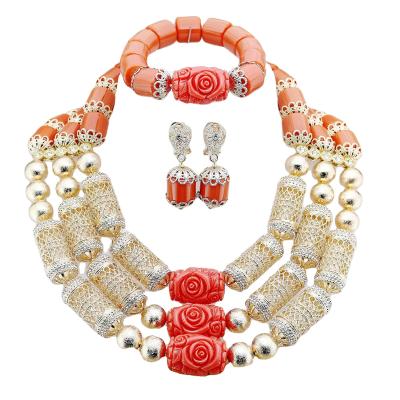 Cina Supoo african beads jewelry sets Senegal/Ghana/ Nigerian handmade jewelry for wedding bridal in vendita