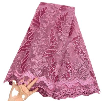 China 2023 Cheap pink tulle lace nigerian net lace fabric for dress french lady dress wedding bridal lace fabric en venta