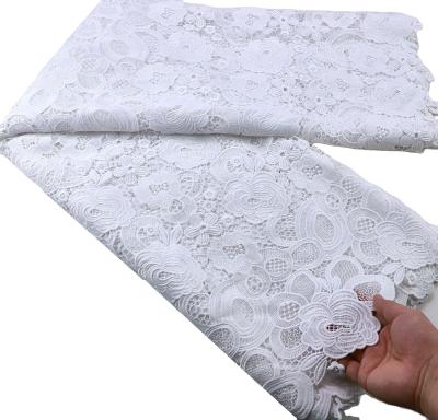 China wholesale muslin fabric guipure embroidery lace fabric for senegal party & wedding dress guipure lace fabric african Te koop