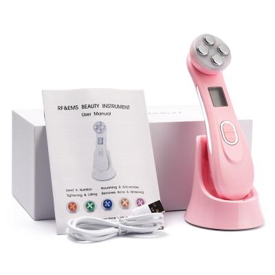 China Blood Vessels Removal LED Light EMS Anti Aging Blue Red Ultrasonic Home Use Beauty Device For Face Lift And Tightening for sale