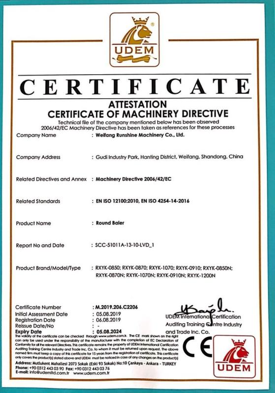 CE - Weifang Runshine Machinery Co., Ltd.