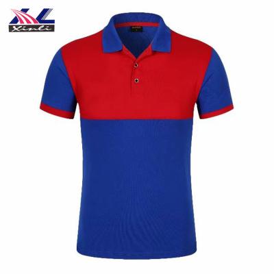 China Wholesale Cheap Anti-Wrinkle Men's Clothing Factory Two Color Contrast Collar Shirt Shorts Sheath Moisture Wicking Lapel T-shirts for sale