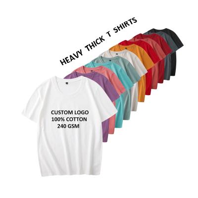 China Custom 100% Cotton Anti-Shrink Breathable T-shirts Good Quality Mens Clothing O-Neck Heavy Thick White Base Custom For Big Tall Men for sale