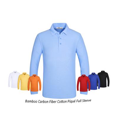 China Factory Wholese Factory Anti-Wrinkle Collar Thick Bamboo Plain Cotton Golf T-shirt Long Sleeve Custom Clothes With Embroidery Logo For Man And Woman for sale