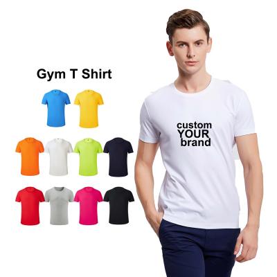 China Wholesale Anti-Wrinkle Mens T-shirts 95 Cotton 5 Elastane O-neck Breathable Gym T-shirt With Custom Logo Printed for sale