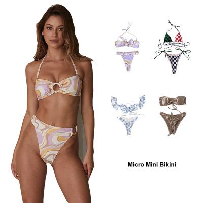 China Breathable Fashionable Floral Print Bandeau Mini Bikini Cute Triangle Bathing Suit Micro Flawless Designer Swimwear 18 Sexy Teen Bikinis for sale