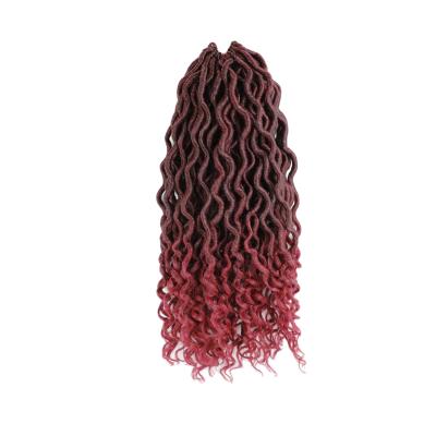 China 18 Inch Curly Goddess Faux Locs Crochet Braids Wigs Curly Goddess Crochet Hair Extensions Synthetic Ombre Braiding Hair for sale