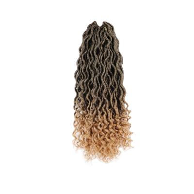 China 18 Inch Curly Goddess Faux Locs Crochet Braids Ombre Crochet Hair Goddess Curly Synthetic Hair Extensions Best For Braiding for sale