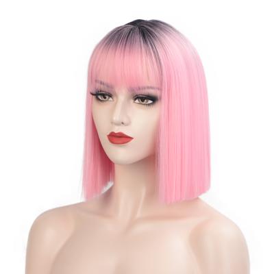 China 12inches Bob Wig Heat Resistant BOB Straight Wigs Popular Short Straight Bob Style Cosplay Wigs Colorful for sale