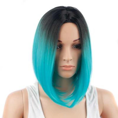 China Soft Colored Hair Bob Straight Short Fake BOB Straight High Temperature Fiber Cosplay Wig for sale