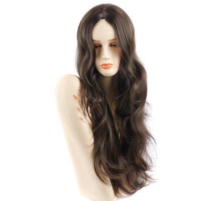 China Big Body Wave Hair Wigs Big Body Wave Synthetic Silky Long Auburn Wigs For African American Women Heat Resistant Fiber for sale