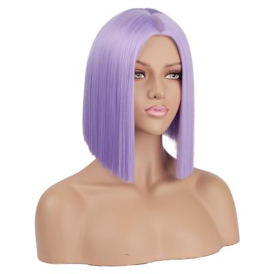 China High Temperature Fiber Bob Wig For Young Girls BOB Hair Wigs Straight Popular Short Straight Bob Style Wigs Cosplay Purple for sale