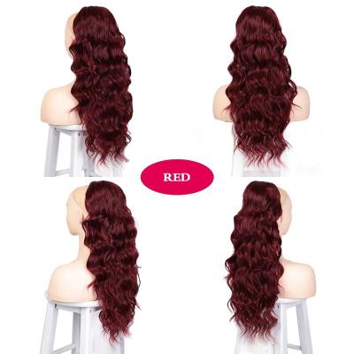 China Long Curly Synthetic Fiber Blow Drawstring Afro Heat Resistant Curly Ponytails Clip In Wigs For Black Women for sale