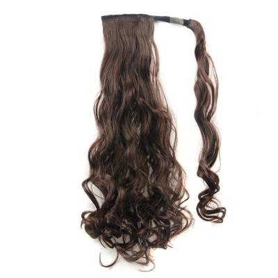 China Hot Selling Long Wavy Female Wavy Synthetic Wrap Around Wigs High Temperature Fiber Ponytail Hair Extensions Wig for sale