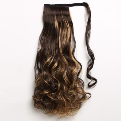 China Long New Trend Wavy Synthetic Long Wavy Wrap Around Wigs For Women High Temperature Fiber Ponytail Hair Extensions Wig for sale