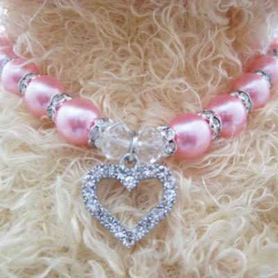 China Dogs Heart Bead Necklace Pet Dogs Jewelry AccessoriesFashion Pet Collar Puppy Cat Love for sale