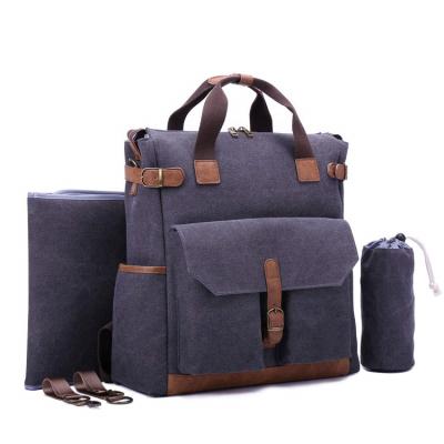 China Designer Canvas Baby Tote Bag Set Wholesale Men's Diaper Bag Backpack China Supplier for sale