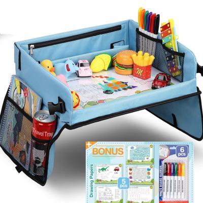 China Baby Travel Tray Amazon Boosted Kids Travel Tray with 16 Organizer Pockets for Car Stroller Airplane for sale