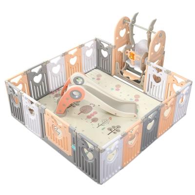 China Eco-freindly Environmental Friendly Plastic Deluxe Baby Playpen For Indoor Playground With Swing And Slide for sale