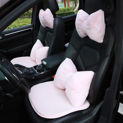 China Flower Winter Rose Solid Color Plush Car Cushion Set of Three Pieces for sale