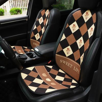 China Flower Tulip Pattern Ice Silk Breathable Cartoon Seat Car Cushion Cover Or Four Season Drive for sale